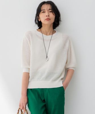 ＜23区 (Women)＞【洗える】ピュアリネン　パフスリーブ　ニット（ＫＲＷＯＣＭ０４５５）