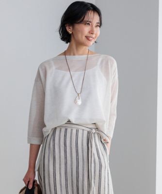 776* 新品 今季 新作 23区 シャイニーシアー ボートネック ニット38 洗える】シャイニーシアー ボートネック ニット / 23区