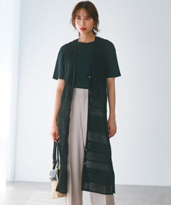 ＜23区 (Women)＞レーシーパターン　ロングジレ　ニット（ＫＲＷＯＣＭ０５５５）