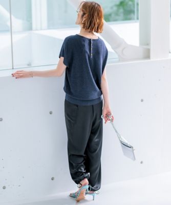 洗える】コットンアセテート バックボタン ニット