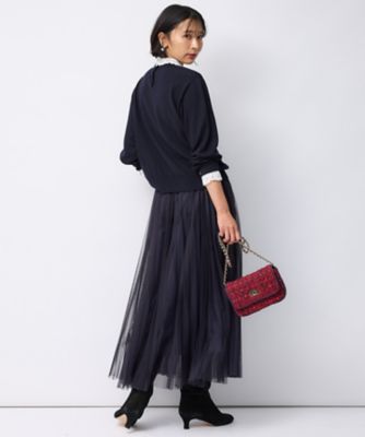 洗える】エンブロイダリー 襟デザイン ニット（KRWOCS0052  