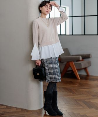 23区×Oggiコラボ】フレアサテンコンビ ラメニット