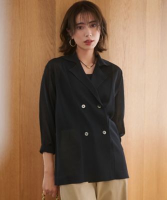 ＜23区 (Women)＞【洗える】シアー　ダブルブレスト　ニット　ジャケット（ＫＲＷＯＧＡ０２５５）