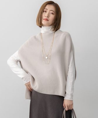 極美品✨セオリーリュクス　2023年　コットン×ポリ　モックネックニットベスト 洗える】コットンリリー モックネックニットベスト