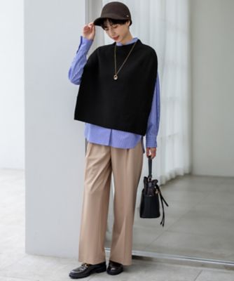 洗える】コットンリリー モックネックニットベスト