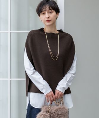 洗える】コットンリリー モックネックニットベスト