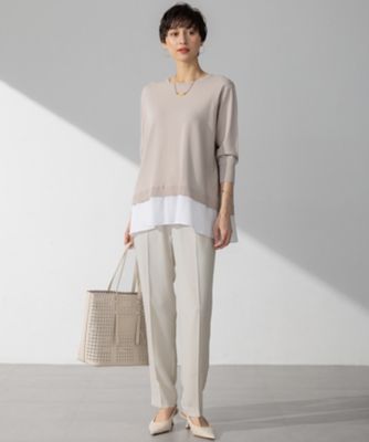 23区【洗える】レーヨンポリエステルストレッチ シャツコンビ ニット 23区 ニット セーター 「洗える」レーヨンポリエステル