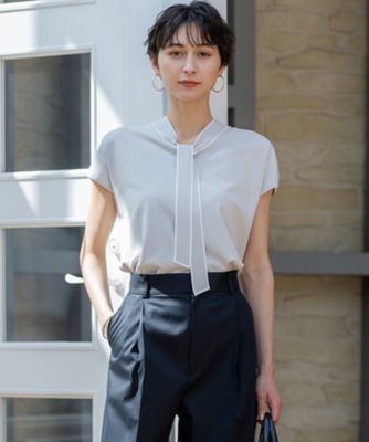 ＜23区 (Women)＞【洗える】レーヨンポリエステルストレッチ　ボウタイ　ニット（ＫＲＷＯＧＭ０６５０）