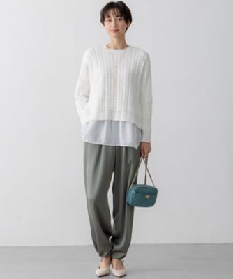 今期✳︎新品✳︎23区　コットンギマケーブニット白ホワイト　38 Oggi4月号掲載/洗える】コットンギマ ケーブル ニット / 23区
