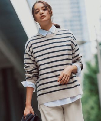 【美品】セオリー ピュアカシミヤポロニット 近年モデル 定価2,6万 アイボリー 見上愛さん着用／Oggi・STORY掲載】ピュアカシミヤ クルー