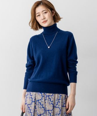 洗える】ピュアカシミヤ タートルネック ニット