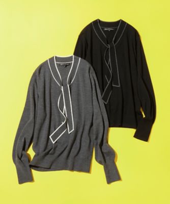 洗える】ウーステッドウール ボウタイ ニット（KRWOGW0455