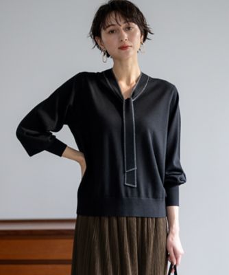 洗える】ウーステッドウール ボウタイ ニット（KRWOGW0455