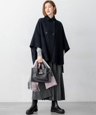 25AW✨23区　【洗える】ウーステッドウール ポロニット　襟付き　ネイビー 洗える】ウーステッドウール ポロニット / 23区 | ファッション通販
