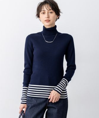 美品・希少✨アパルトモン　Border タートルネックニット リブニットセーター 見上愛さん着用／VERY掲載／洗える】ウーステッドウール リブ