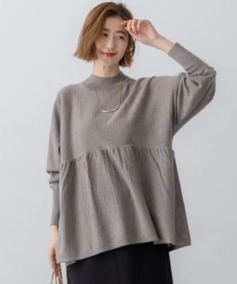 洗える】ウールギャザー ドルマンスリーブ ニット