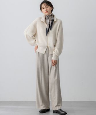 洗える】スパンコールバルキー ダブルジップ ニットブルゾン