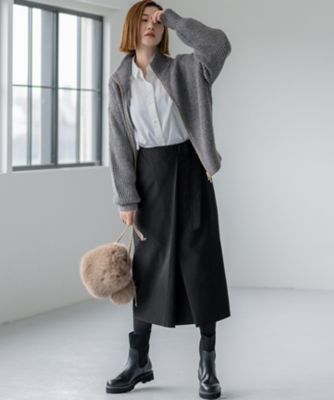 洗える】スパンコールバルキー ダブルジップ ニットブルゾン