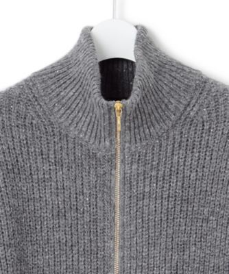 洗える】スパンコールバルキー ダブルジップ ニットブルゾン