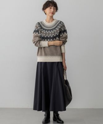 洗える】ジャカード クルーネック ニット（KRWOGW0565