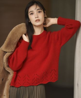 滝沢眞規子さん着用／洗える】レーシーヘムデザイン パフスリーブ