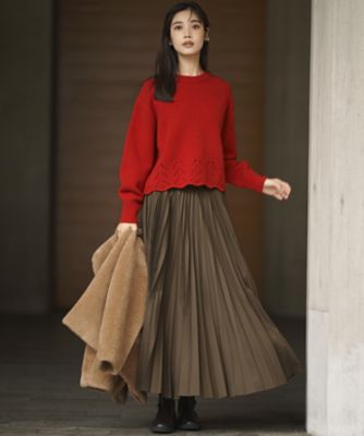 滝沢眞規子さん着用／洗える】レーシーヘムデザイン パフスリーブ