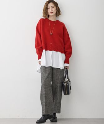 滝沢眞規子さん着用／洗える】レーシーヘムデザイン パフスリーブ