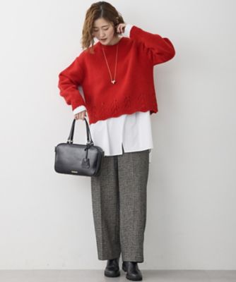 滝沢眞規子さん着用／洗える】レーシーヘムデザイン パフスリーブ