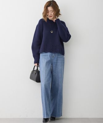 滝沢眞規子さん着用／洗える】レーシーヘムデザイン パフスリーブ