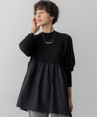 ＜23区 (Women)＞【洗える】ギャザープルオーバー　コンビ　ニット（ＫＲＷＯＧＷ６６５８）