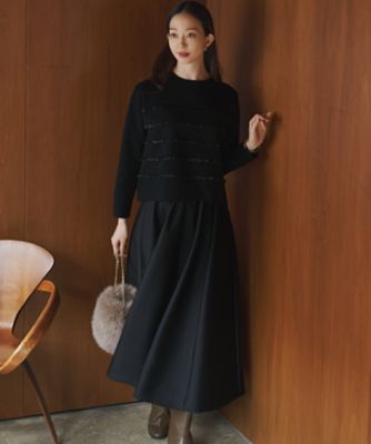 WEB＆一部店舗限定／滝沢眞規子さん着用】フリルボーダー ニット