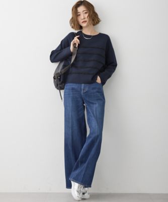 WEB＆一部店舗限定／滝沢眞規子さん着用】フリルボーダー ニット