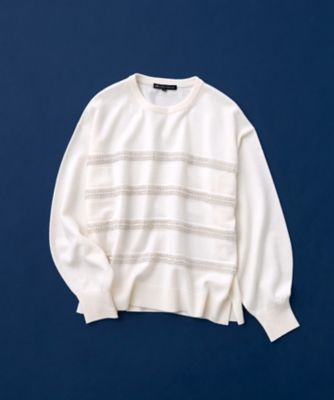 WEB＆一部店舗限定／滝沢眞規子さん着用】ビジューボーダー ニット