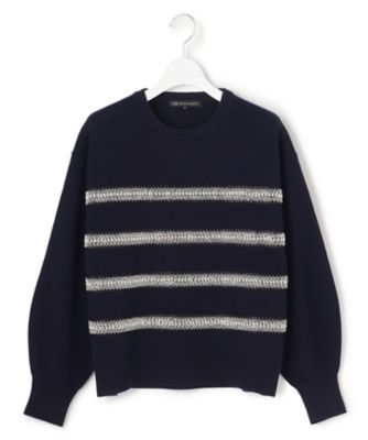 美品♡ビジューボーダーニット WEB＆一部店舗限定／滝沢眞規子さん着用】ビジューボーダー ニット