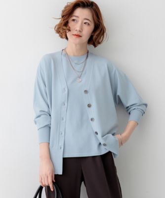 LEE掲載】レーヨンポリエステルストレッチ Vネック カーディガン