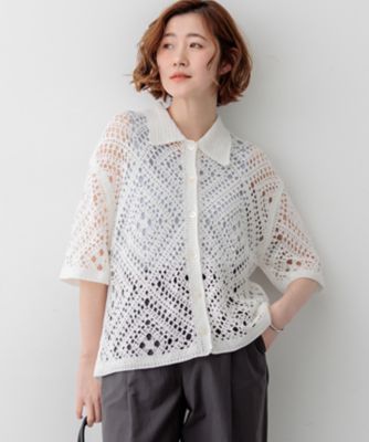 ＜23区 (Women)＞エンブロイダリーレース　ポロ　ニット（ＫＲＷＯＬＭ０４５３）