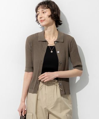 ＜23区 (Women)＞ワイドリブ　五分袖　ポロニット（ＫＲＷＯＬＭ０５５２）