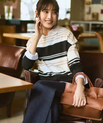 ＜23区 (Women)＞コットンポリエステルストレッチ　オーバーサイズ　ニット（ＫＲＷＯＬＳ０３６０）