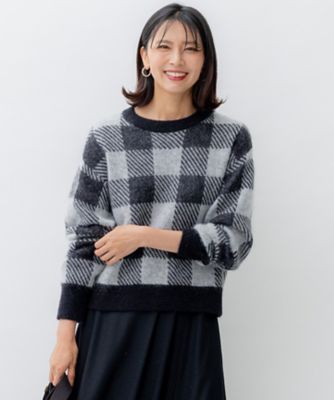 ＜23区 (Women)＞【洗える】ブロックチェックジャカード　ニット（ＫＲＷＯＳＷ０４６３）