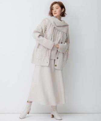 洗える】ウールカシミヤ アランパターン カーディガン