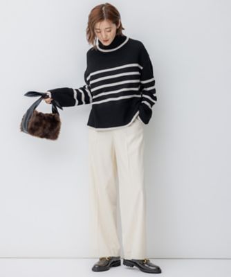 洗える】ウールミドルゲージ ボーダー ニット（KRWOSW0555