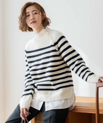 ＜23区 (Women)＞【洗える】ウールカシミヤ　パネルボーダー　ニット（ＫＲＷＯＳＷ０６５０）