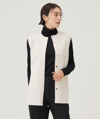 ＜自由区 L (Women/大きいサイズ)＞【洗える】ループボンディングニット　ジレ（ＫＲＷＲＣＡ０３５３）