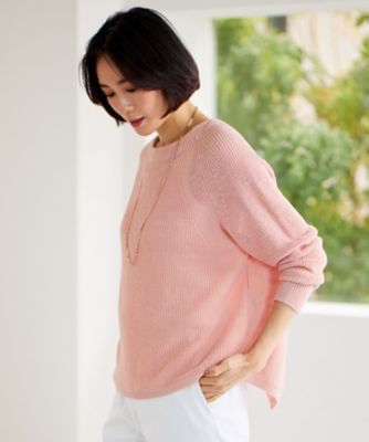 ＜自由区 L (Women/大きいサイズ)＞【カタログ掲載・ＷＥＢ限定カラーあり・洗える】リネンミドルゲージボートネック　ニット（ＫＲＷＲＣＭ０３５２）