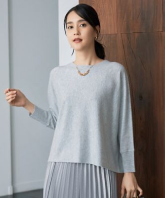 ＜自由区 L (Women/大きいサイズ)＞【洗える】ソフトウールハイゲージボートネック　ニット（ＫＲＷＲＣＷ０４５３）