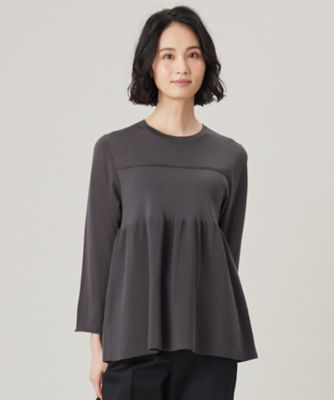 ＜自由区 L (Women/大きいサイズ)＞【洗える】ドライコットンハイゲージペプラム　ニット（ＫＲＷＲＧＭ０３５４）