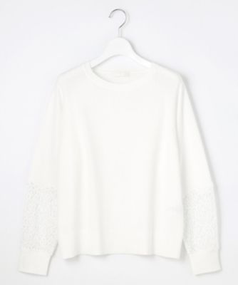 ＜自由区 L (Women/大きいサイズ)＞【洗える】レースコンビ　ニット（ＫＲＷＲＧＭ０３５９）