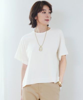 ＜自由区 L (Women/大きいサイズ)＞【接触冷感・ＵＶカット・洗える】クレープストレッチＡライン　ニット（ＫＲＷＲＧＭ０４５１）