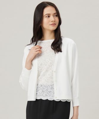 ＜自由区 L (Women/大きいサイズ)＞【接触冷感・ＵＶカット・洗える】クレープストレッチニット　カーディガン（ＫＲＷＲＧＭ０４５３）