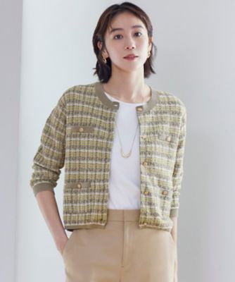 ＜自由区 L (Women/大きいサイズ)＞【洗える】カラーミックスツイードニット　カーディガン（ＫＲＷＲＧＭ０４５６）